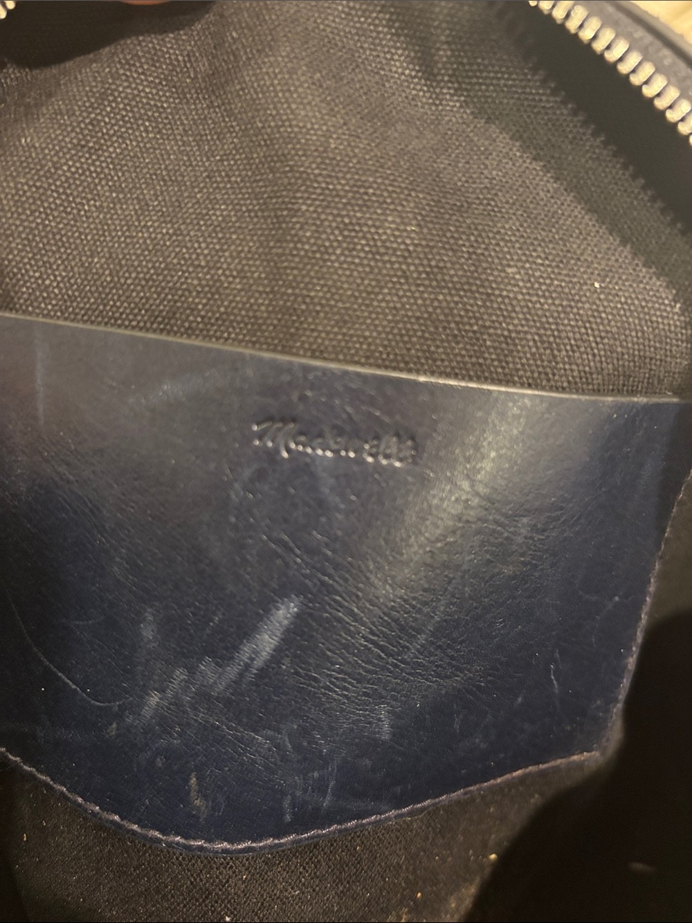 Madewell navy Suede Shoulder Bag with Cream Straps - Picture 2 of 5